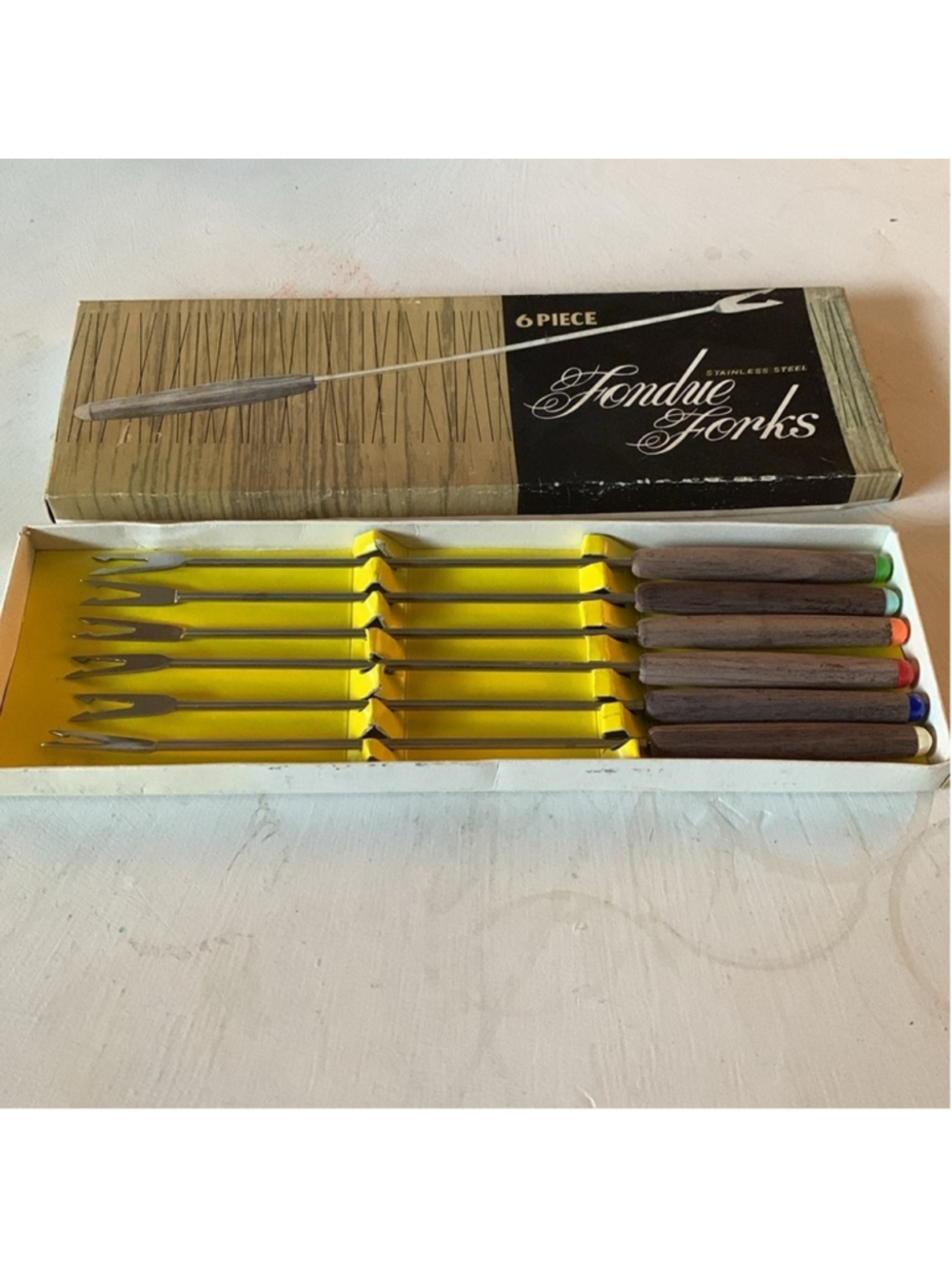 Vintage fondue fork set stainless steel
